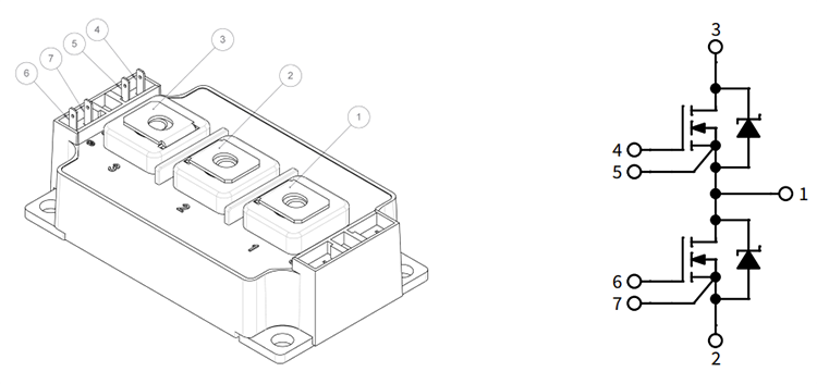 Schematic - Wolfspeed HAS Harsh Environment SiC Half-Bridge Modules